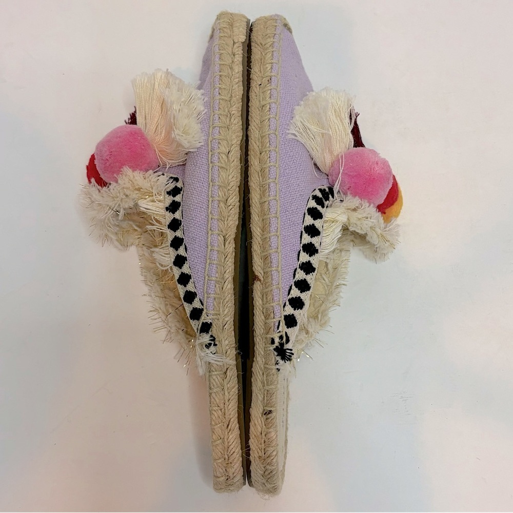 Soludos Lilac Pom Fringe Mule Espadrilles 7 - Picture 4 of 9